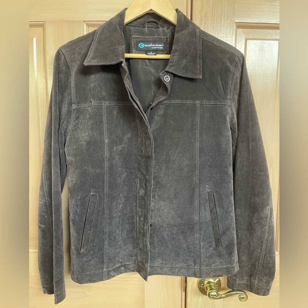 Coolwear Brown Leather Button Front Shirt Jacket Sz M